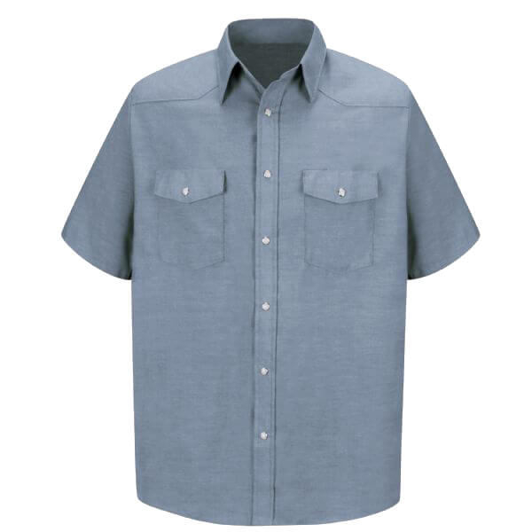 Men's Chambray Work Shirts - Short Sleeve