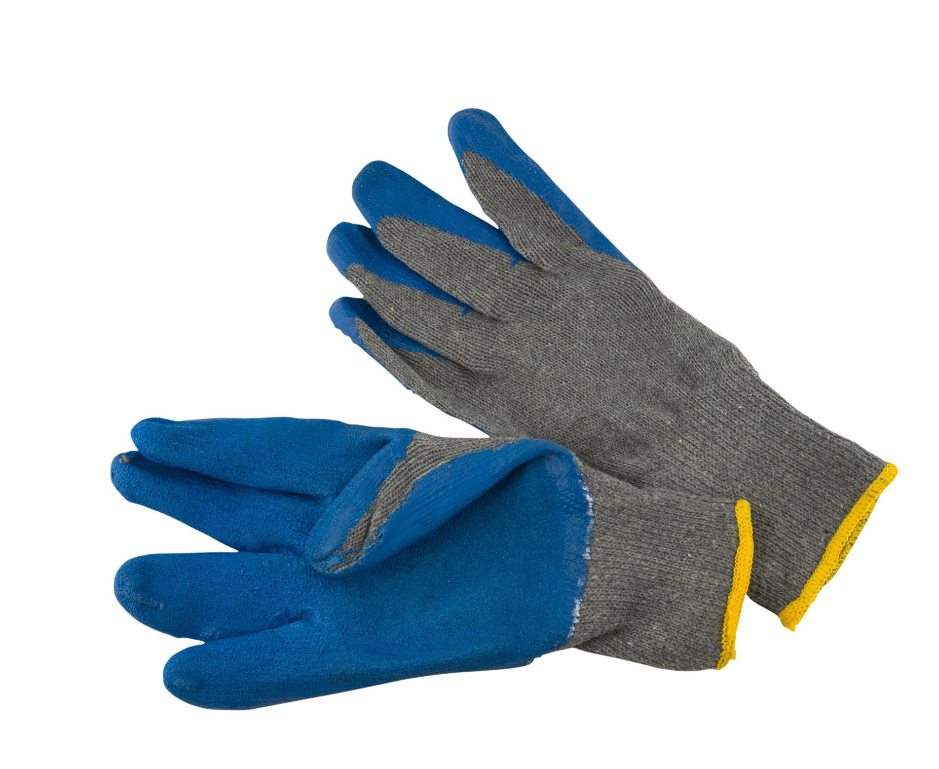 KNIT LINED GLOVES WITH BLUE LATEX COATING