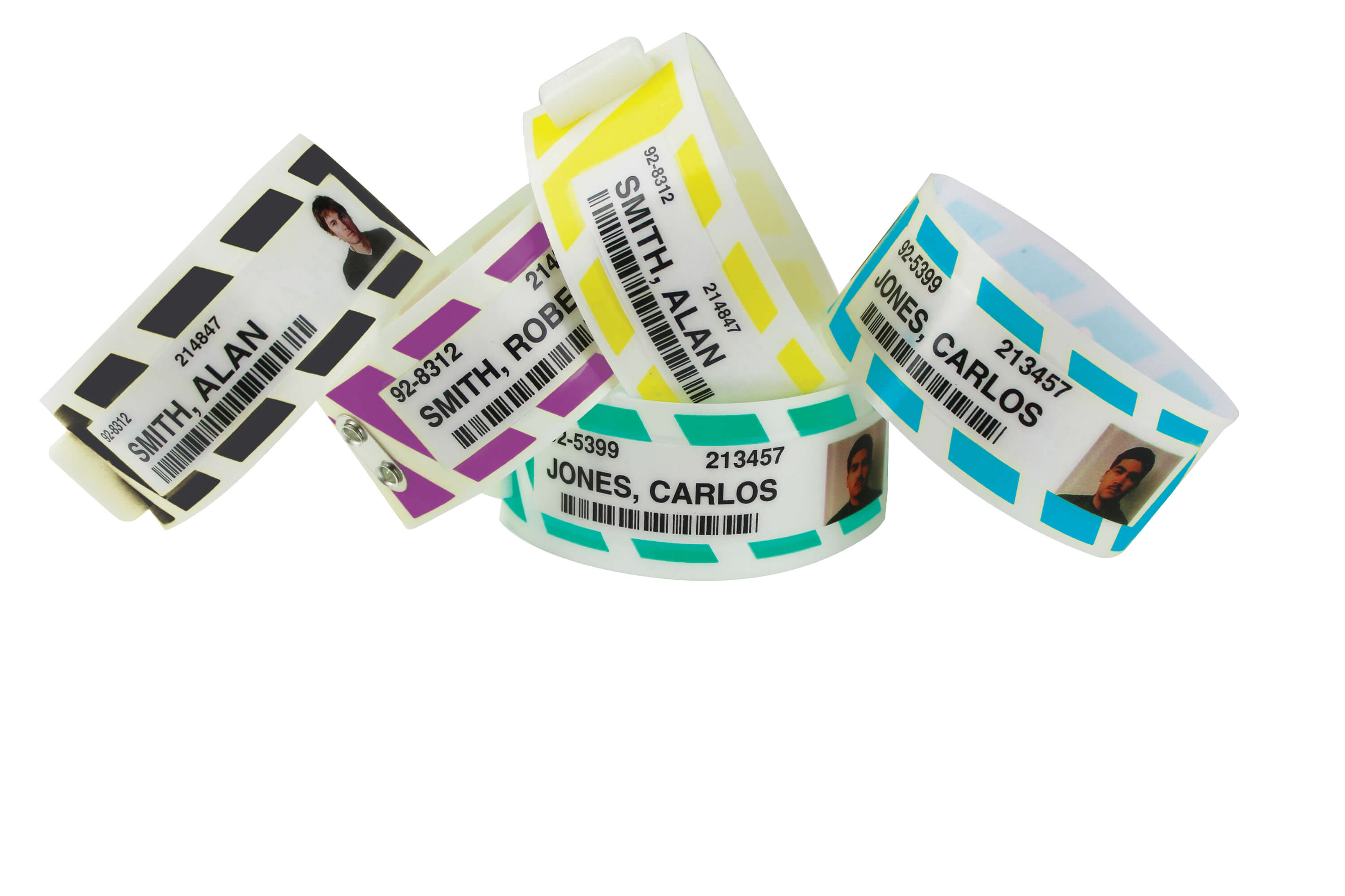 Extra Wide Clincher Iv Photo Id Striped Wristbands